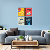 Daily  Routine with Beautiful Motivation Set of 4 Wall Frames