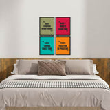 Think Positive Be Positive  with Positive Vibes Quotes Set of 4 Wall Frames