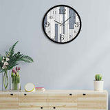 White and Blue Shapes Printed Wooden Wall Clock