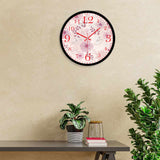 White and Pink Flower Printed Wall Clock