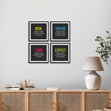 Risk, Dream, Care and  Expect  Motivation Set of 4 Wall Frame