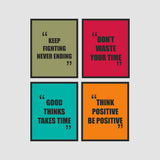 Think Positive Be Positive  with Positive Vibes Quotes Set of 4 Wall Frames