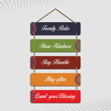 Family Rules Quotes Designer Wooden Wall Hanging
