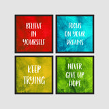 Focus on Your Dreams Quote Premium Wall Frame Set of 4