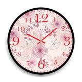 White and Pink Flower Printed Wall Clock