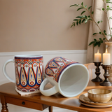 MITHILA HANDICRAFTS Shine Coffee Mug Ceramic Tea Mugs, Microwave Safe Coffee Mugs,Ceramic Tea Cups (280 ml Each) Set of 2 (Royel)