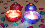 Ball Shape Glass Candle with *Lavender & *Rose Fragrance Wax - Set of 2 Red & Blue