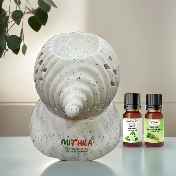 Electric Ceramic Shankh Diffuser With Aroma Oil