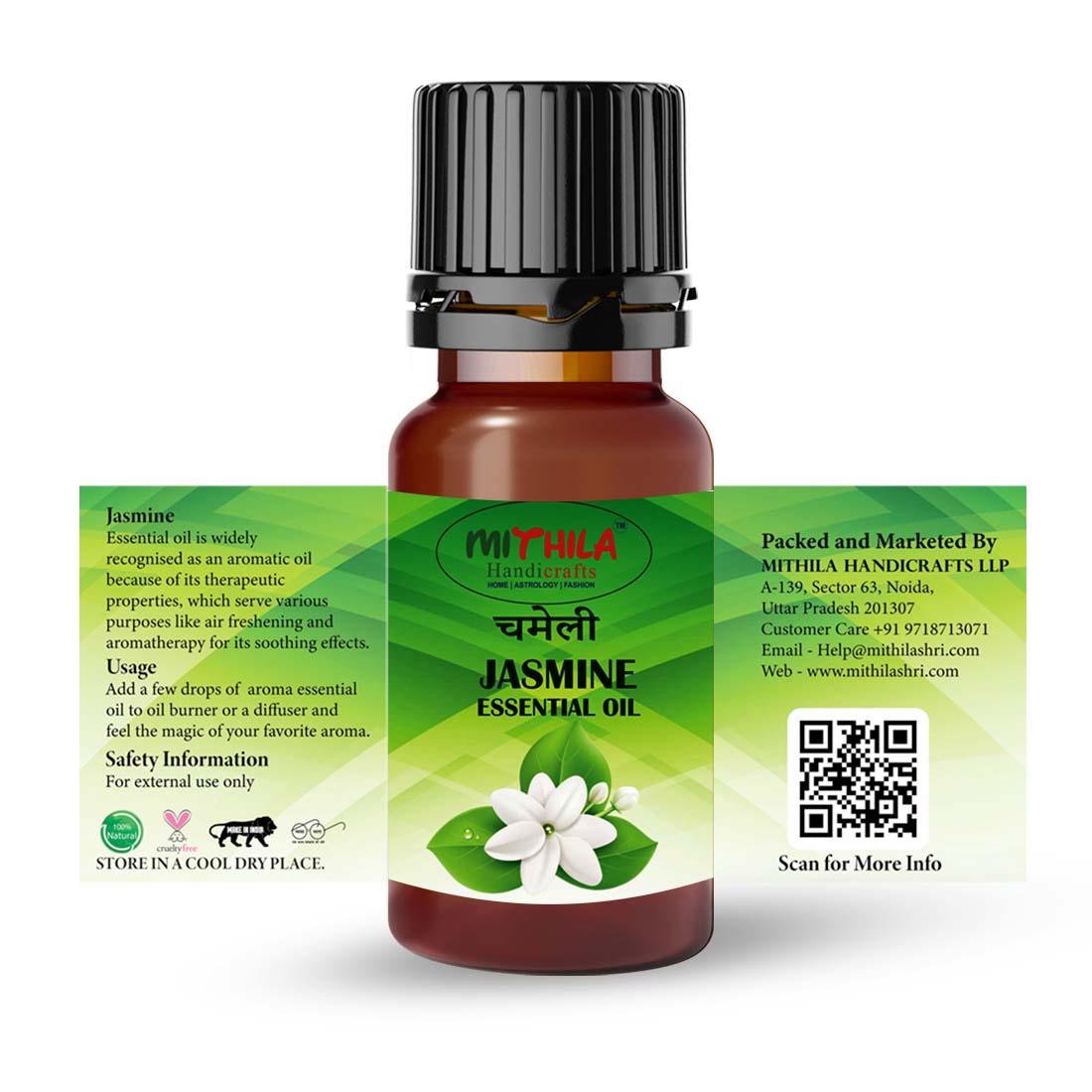 Jasmine Essential Oil For Skin, Hair Care, Home Fragrance, Aroma Therapy 15ml (Pack of 2)