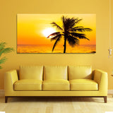 Tree with River and Sunrise Canvas Wall Painting