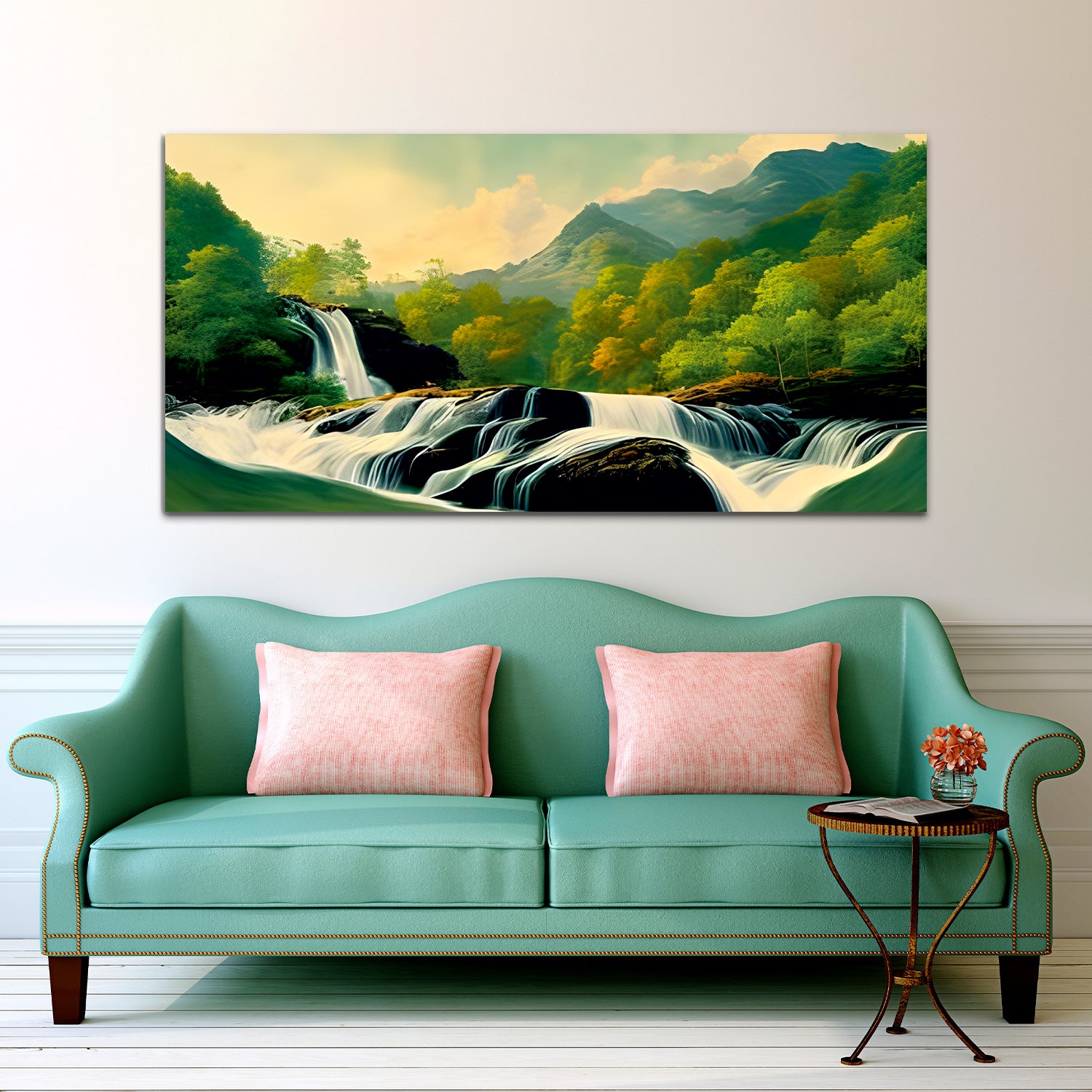 Waterfall Green office bed room living rooms canvas Wall Painting