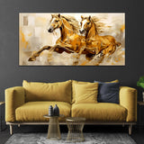 Two Golden Horse Canvas Wall Painting & Arts