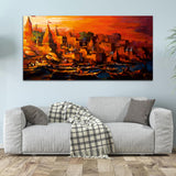Abstract River & Temple Canvas Wall Painting