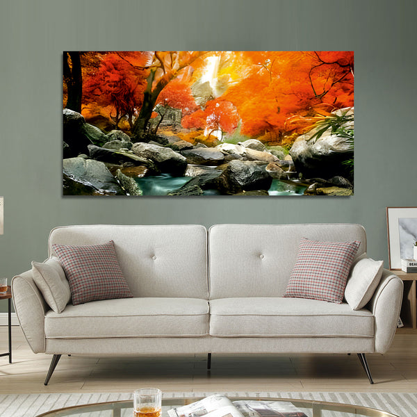 Waterfall Mangrove Autumn Landscape Living Room Decoration Canvas Wall Painting