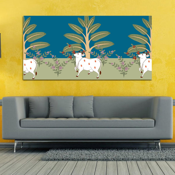 Forest with Cow Pichwai Canvas Wall Painting