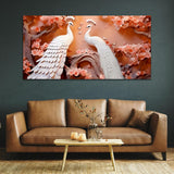 Two Beautiful White Peacock Canvas Wall Painting