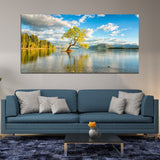 Tree under Water with Forest and mountain Canvas Wall Painting