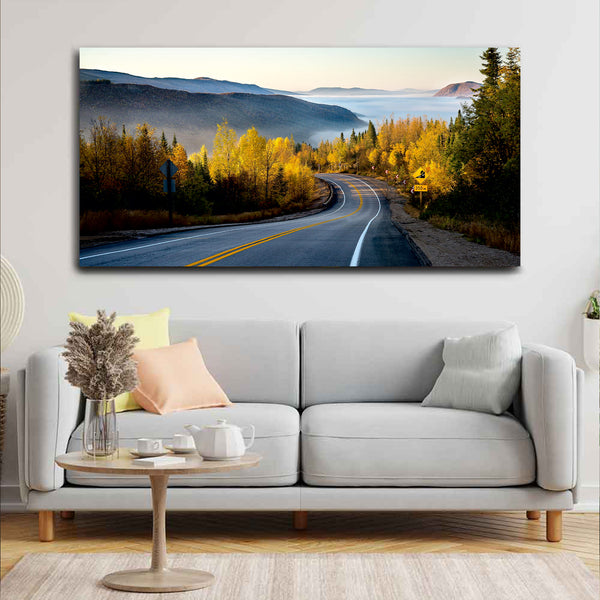 Beautiful Mountain Scenery with Forest and Highway Wall Painting