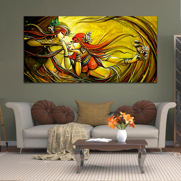 Beautiful Colorful Radha Krishna Canvas Wall Painting & Arts