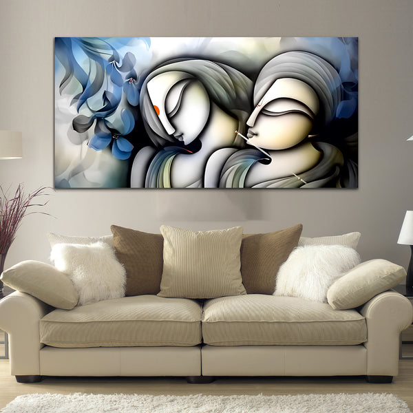 Beautiful Radha Krishna Blue Canvas Wall Painting & Arts