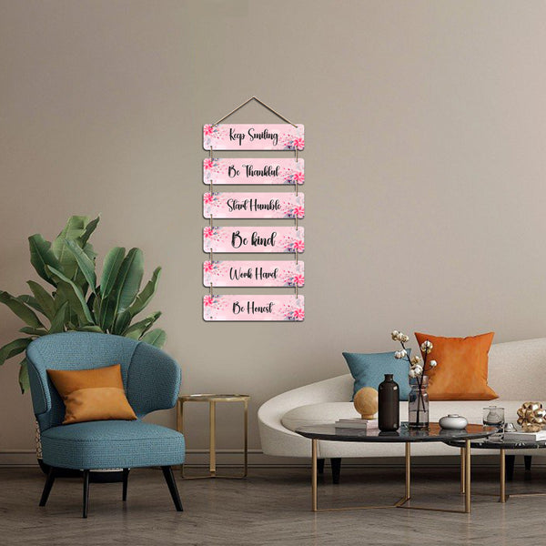 Keep Smile with Work Hard Decorative Wooden Wall Hanging