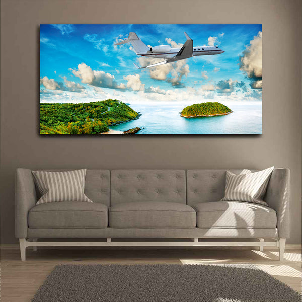 Airplanes passing over the sea in Sky Canvas Wall Painting