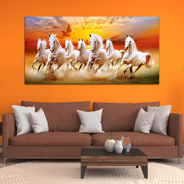 Beautiful Sunset with Running Horses Wall Painting