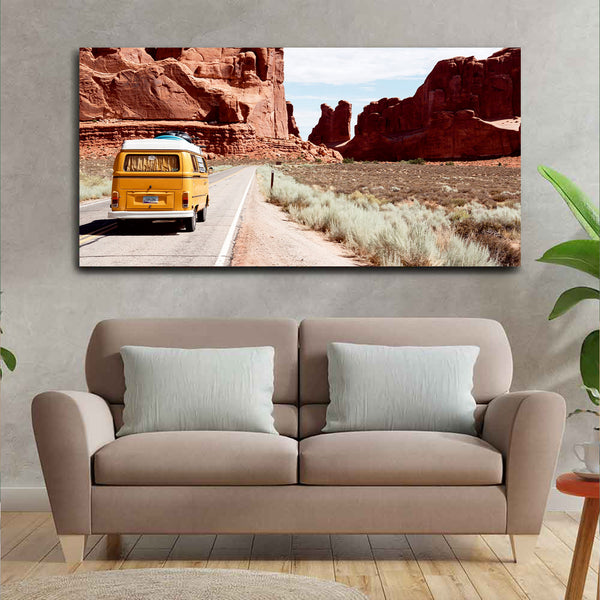 Travalling with Bus In Beautiful Mountain Road Wall Painting