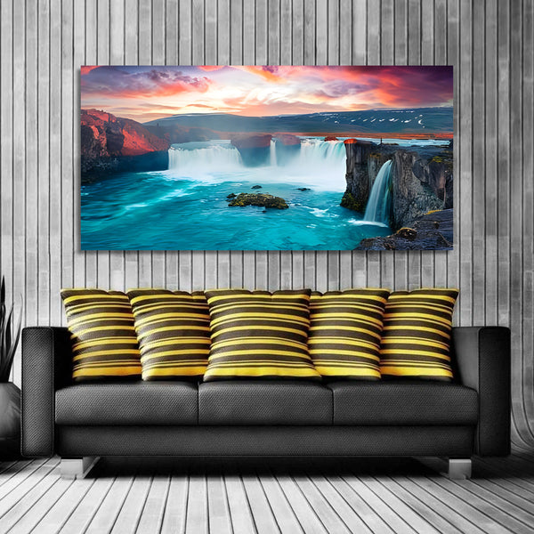 Modern Sunset Lake Forest Natural Scenery 3D Mural Canvas Wall Painting