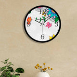 Beautiful Colorful Printed Flower with Butterfly Wall Clock