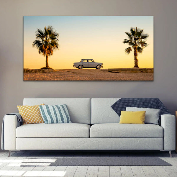 Tree & Car Canvas Wall Painting