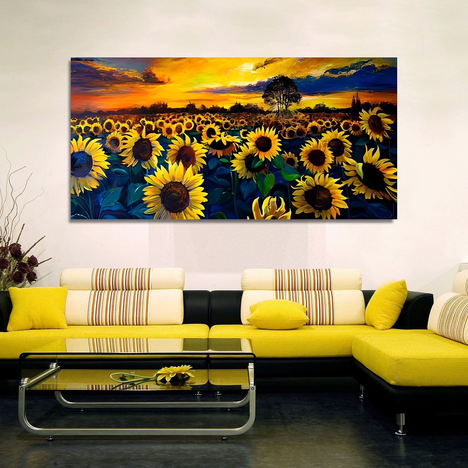 Sunflower Sunset Oil canvas wall Painting