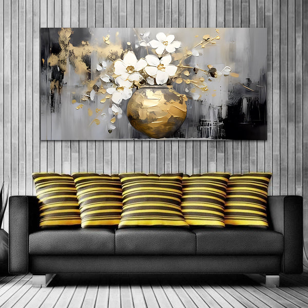 White Abstract Flower Canvas Wall Painting & Arts