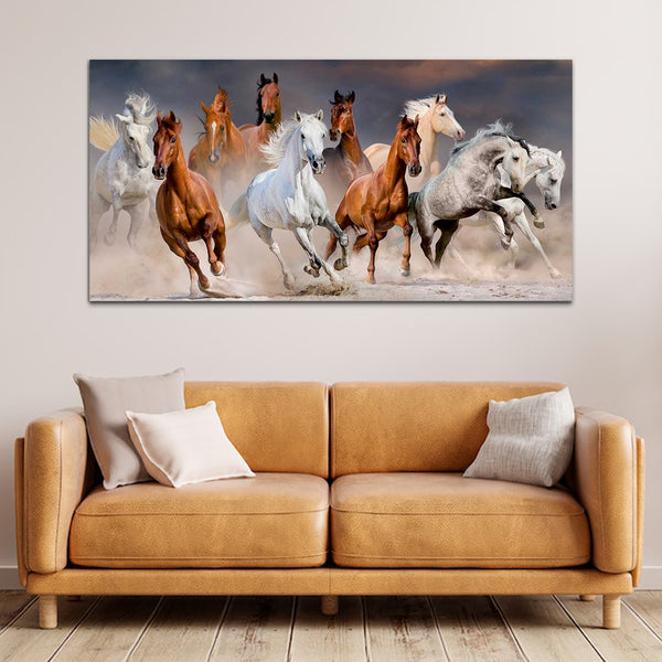 Red & White Running Horses Wall Paintings & Art