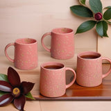 MITHILA HANDICRAFTS Shine Coffee Mug Ceramic Tea Mugs, Microwave Safe Coffee Mugs,Ceramic Tea Cups (280 ml Each) Set of 4 (Pink)