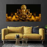 Premium Golden Lord Ganesha Canvas Wall Paintings