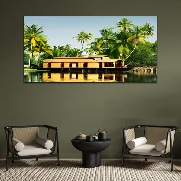 Beautiful Boat Under Water Canvas Wall Painting