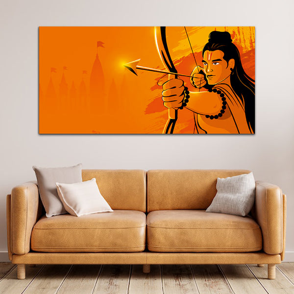 Shree Ram with Temple Canvas Wall Painting