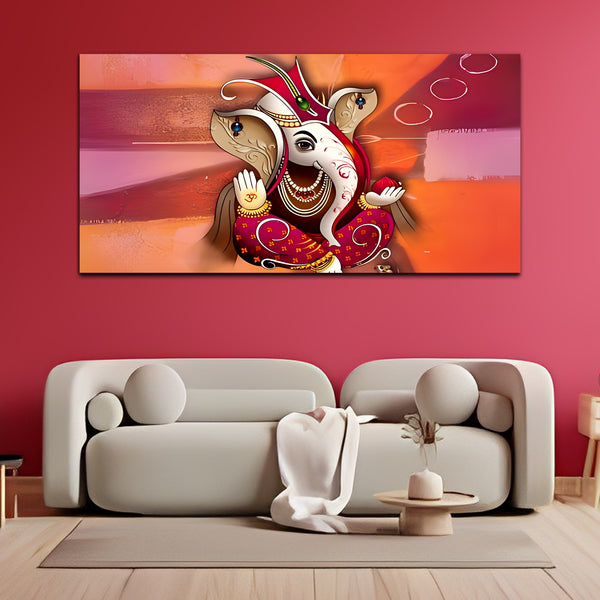 Beautiful Traditional Lord Ganesh Canvas Wall Painting
