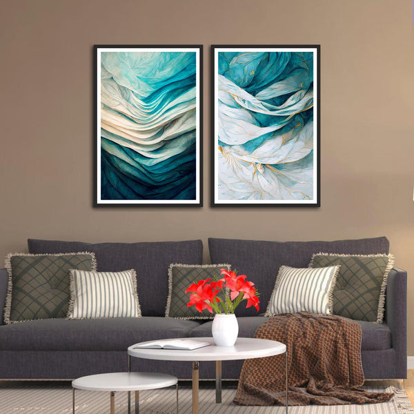 White and pink Color  Abstract Set of 2 Wall Frames