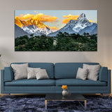 Yellow Mountain with Green Forest Canvas Wall Painting