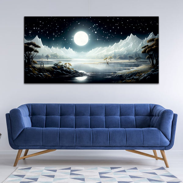 Beautiful Snow Mountain with dark Sky Wall Painting