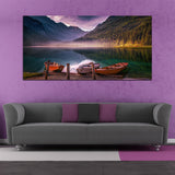 Beautiful Mountain Forest with River Inside Boat Wall Painting