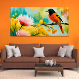 Beautiful Bird with Flower canvas Wall Painting