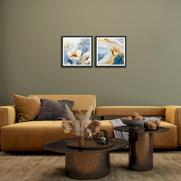 Beautiful Modern White Flower Set of 2 Wall Frames