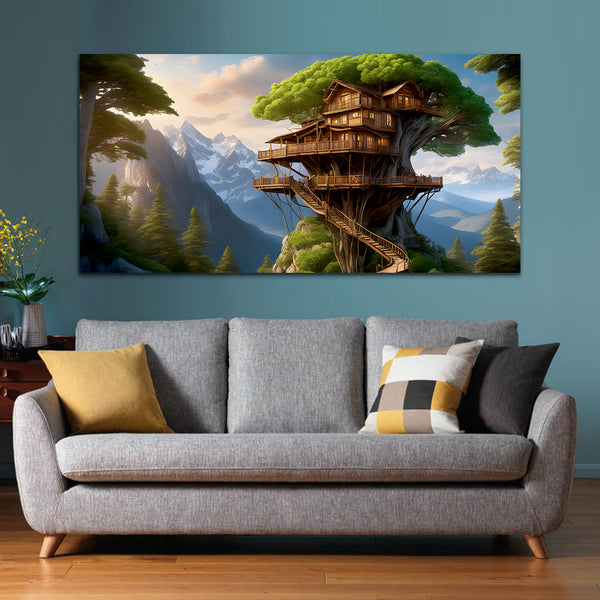 Beautiful Mountain Tree Canvas Wall Painting