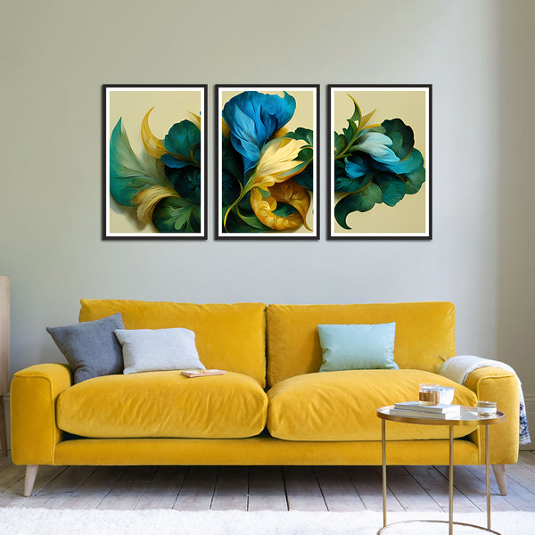 Premium Abstract Flower Wall Frames  Set of 3