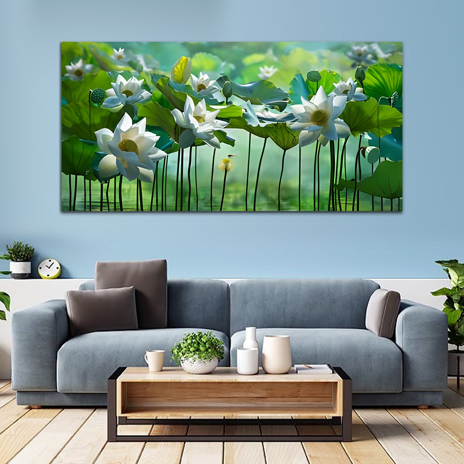 Flowers Violet-Green Canvas Wall Painting