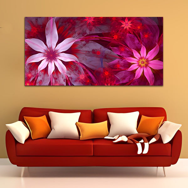 Flower Blue-Red Canvas Wall Painting