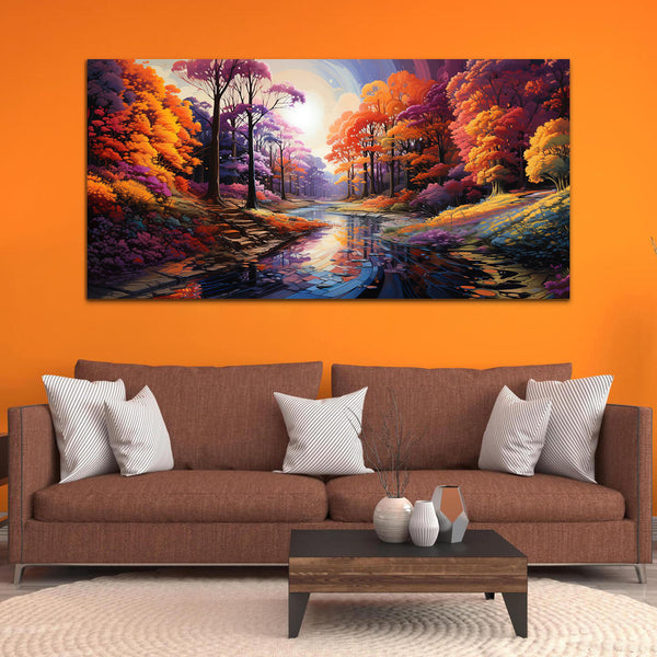 Colorful Mountain Trees Convas Wall Painting & Arts